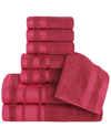 Superior 8pc Zero Twist Cotton Dobby Border Plush Soft Absorbent Towel Set