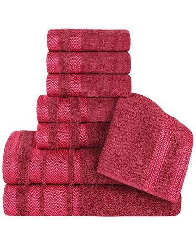 Superior 8pc Zero Twist Cotton Dobby Border Plush Soft Absorbent Towel Set