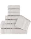 Superior 8pc Zero Twist Cotton Dobby Border Plush Soft Absorbent Towel Set
