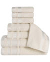 Superior 8pc Zero Twist Cotton Dobby Border Plush Soft Absorbent Towel Set
