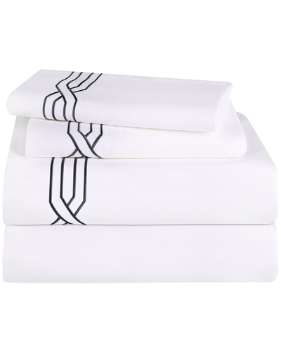 Superior 1200tc Egyptian Cotton Embroidered Geometric Scroll Bed Sheet Set