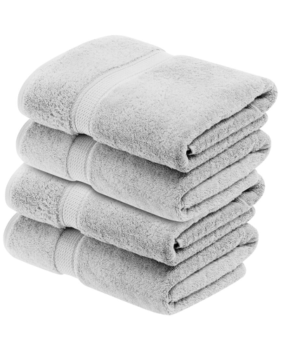 Superior Set Of 4 Egyptian Cotton Plush Heavyweight Absorbent Luxury Soft Bath  Towels In Gray