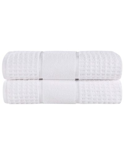 Superior Set Of 2 Zero Twist Cotton Waffle Honeycomb Plush Soft Absorbent Bath  Sheets