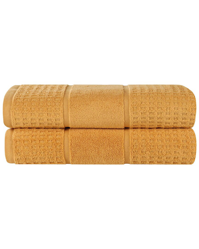 Superior Set Of 2 Zero Twist Cotton Waffle Honeycomb Plush Soft Absorbent Bath  Sheets