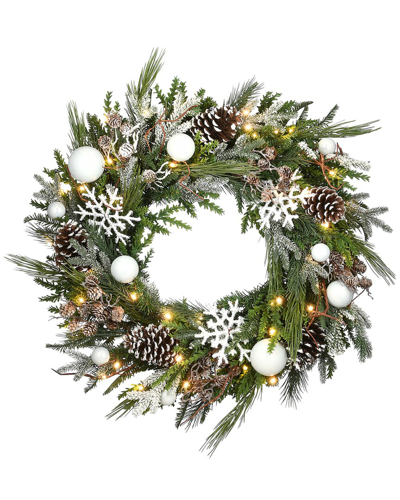 National Tree Company 30in Pre-lit Alpine Collection Decorated Wreath In Green