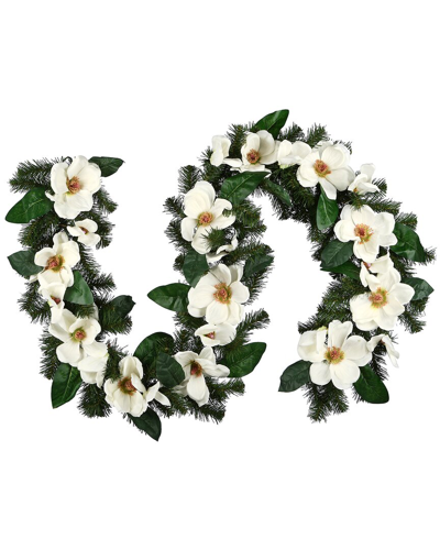 National Tree Company 6ft North Valley Spruce Magnolia Flower Garland In Green