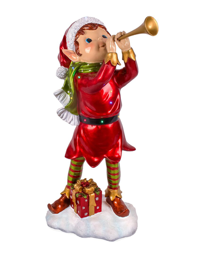 National Tree Company 37in Horn Blowing Pixie Elf With Multicolor Lights
