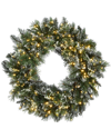 National Tree Company 30in Glittery Bristle Pine Wreath With Dual Color Led  Lights In Green