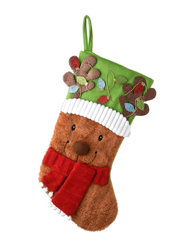 National Tree Company 20in Be Merry Collection Novelty Teddy Bear Stocking In Brown