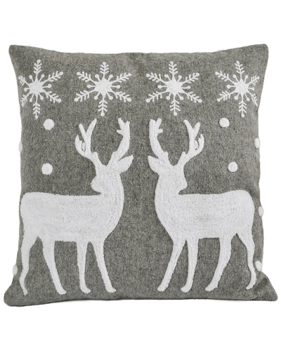 Hgtv National Tree Company  18in Deer With Snowflake Pillow In Grey