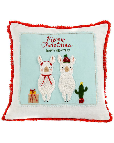 Hgtv National Tree Company  18in Merry Christmas Llama Pillow In White