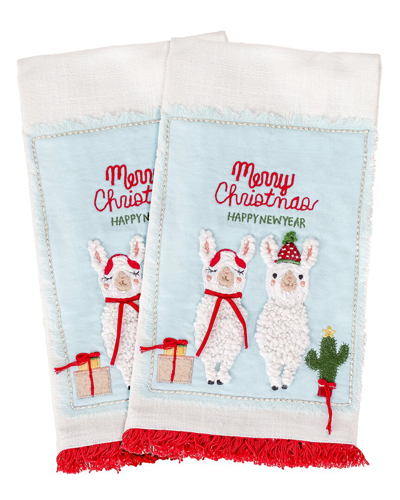 Hgtv National Tree Company  18in Llama Merry Christmas Kitchen Towels Set In White
