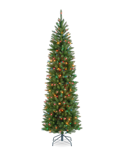 National Tree Company 6.5ft Kingswood Fir Pencil Tree With Multicolor Lights In Green