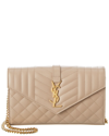 Saint Laurent Chain Wallet Leather Crossbody In Beige