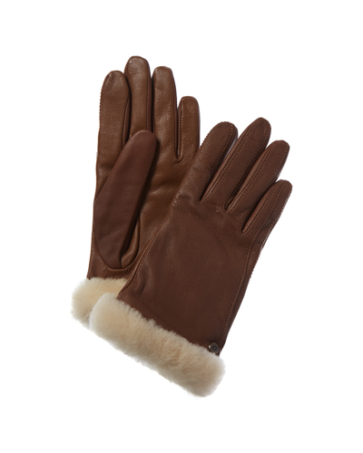 Ugg Classic Leather Tech Gloves In Brown