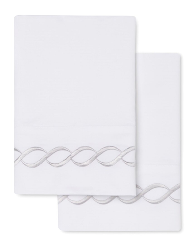 Melange Home 600 Thread Count Sateen Cotton Rope Embroidered Pillowcases In Grey