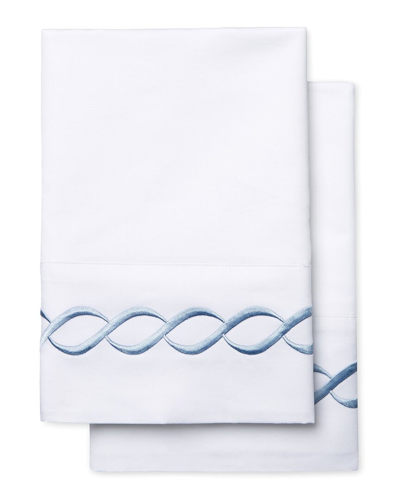 Melange Home Mélange Home 600tc Sateen Cotton Rope Embroidered Pillowcases In Blue