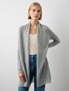 WHITE + WARREN ESSENTIAL CASHMERE TRAPEZE CARDIGAN SWEATER IN GREY HEATHER