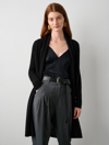 WHITE + WARREN ESSENTIAL CASHMERE TRAPEZE CARDIGAN SWEATER IN BLACK