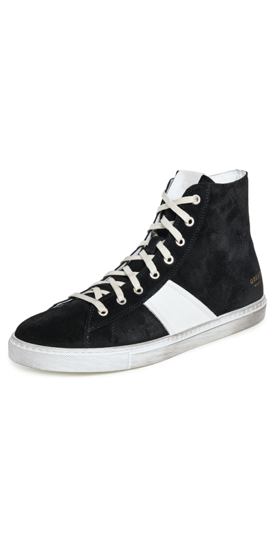 Greats Men's Reign Distressed Leather High Top Trainers In Nero