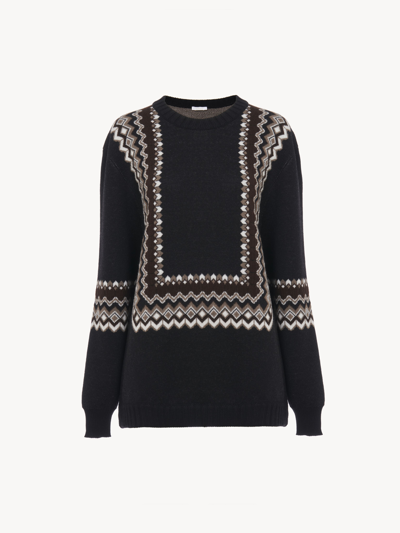 Chloé Pull Large Col Rond Femme Multicolore Taille Xs 74% Laine, 12% Laine Vierge, 8% Cachemire, 5% Polyam