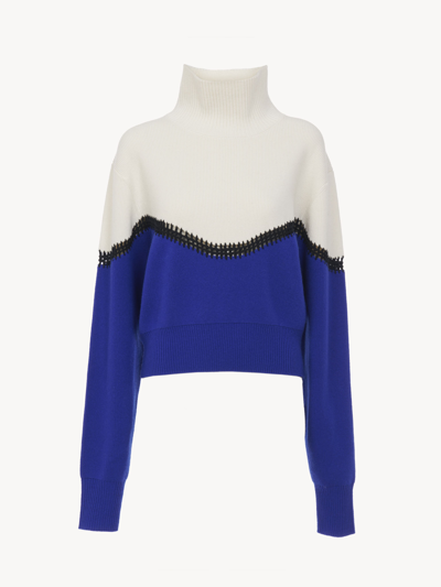 Chloé Pull Large Col Montant Femme Violet Taille S 71% Laine, 29% Cachemire In Multi