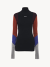 CHLOÉ FITTED TURTLENECK TOP MULTICOLOR SIZE XS 95% WOOL, 4% POLYAMIDE, 1% ELASTANE