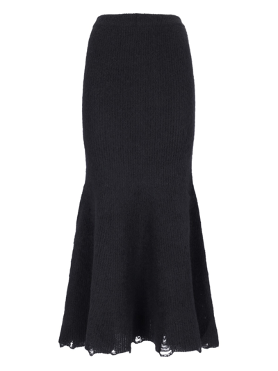 Junya Watanabe Fishtail Fine-knit Maxi Skirt In Black  