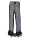 Oseree Plumage Feather-trim Lurex Trousers In Black  