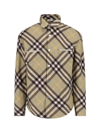 Burberry Check Wool Blend Overshirt In Beige