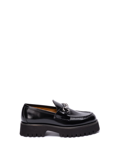 Gucci 35mm Sylke Leather Loafers In Black