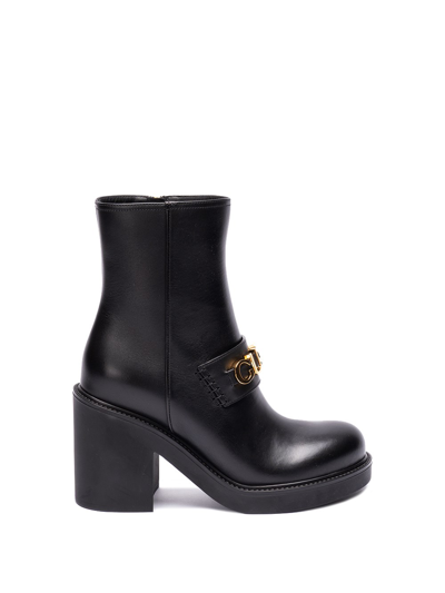 Gucci Leather Heeled Ankle Boots In Black