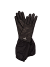 Prada Wrist Elasticated Leather Palm Gloves In Black  
