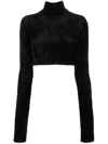 The Andamane Turtleneck Cropped Top In Black  