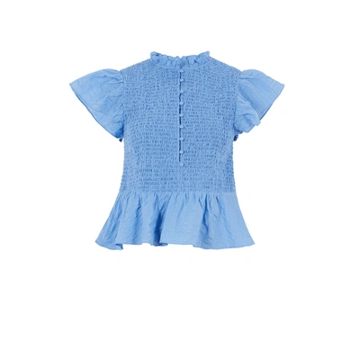 Baum Und Pferdgarten Smocked Organic Cotton Top In Blue