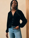 Faherty Stretch Silk Velvet Naomi Top In Black