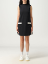 Palm Angels Sleeveless Track Dress With Patch Pockets In Black