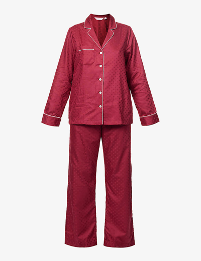 Derek Rose Womens Berry Kate Polka-dot Cotton Pyjamas In Red