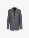 Totême Grey Single-breasted Jacket With Notched Revers In Wool Blend Woman In Grey Melange 074