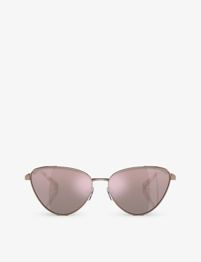Michael Kors Womens Gold Mk1140 Cortez Cat Eye-frame Metal Sunglasses