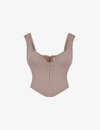 House Of Cb Womens Mushroom Robyn Sweetheart-neck Stretch-woven Top In Brown