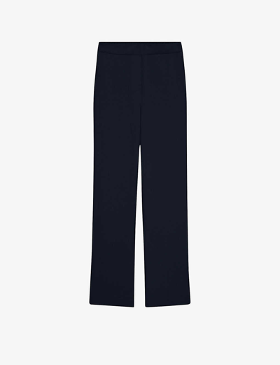 Joseph Womens Black Tova Elasticated-waist Silk Trousers In Navy