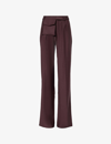 Aya Muse Womens Burgundy Sylva Cargo-pocket High-rise Straight-leg Woven Trousers