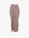 Shop House Of Cb Of Cb Womens Mushroom Vesper Floral-print Stretch-woven Maxi Skirt Xs In Brown