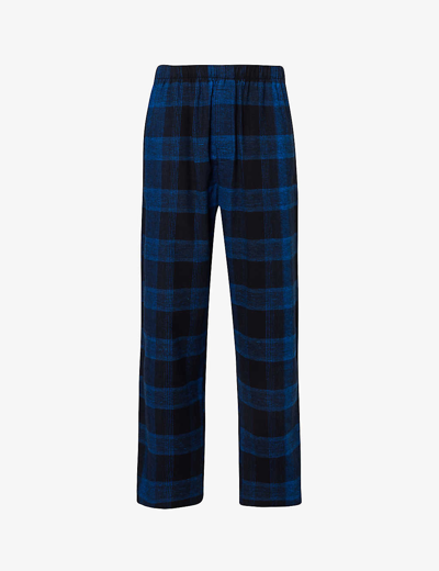 Calvin Klein Mens Gradient Check Black Checked Straight-leg Cotton Pyjama Bottoms