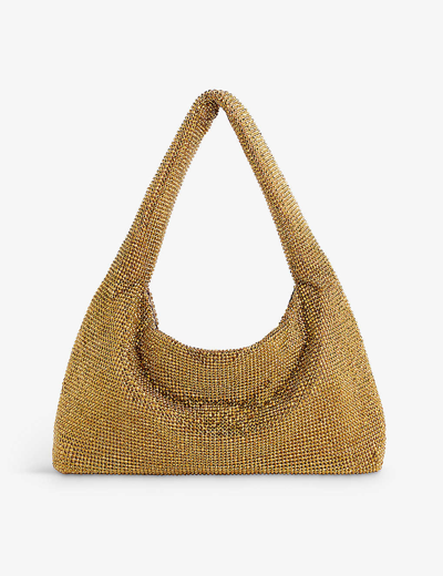 Kara Womens Gold Crystal-embellished Metallic Shoulder Bag