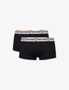 MOSCHINO MOSCHINO MEN'S BLACK BEAR MID-RISE PACK OF TWO STRETCH-COTTON TRUNKS