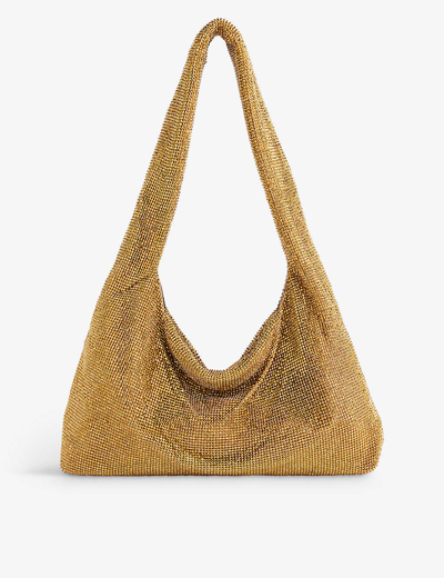 Kara Womens Gold Crystal-embellished Metallic Shoulder Bag