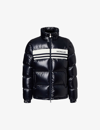 Moncler Logo Embroidered Zip-up Puffer Jacket In Navy