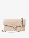 ASPINAL OF LONDON ASPINAL OF LONDON WOMEN'S TAUPE MAYFAIR CROC-EFFECT LEATHER CLUTCH BAG